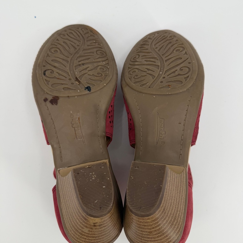 Earth Keri Burgundy Suede Leather Perforated Peep-toe Booties Women Size 9.5B - Picture 6 of 11